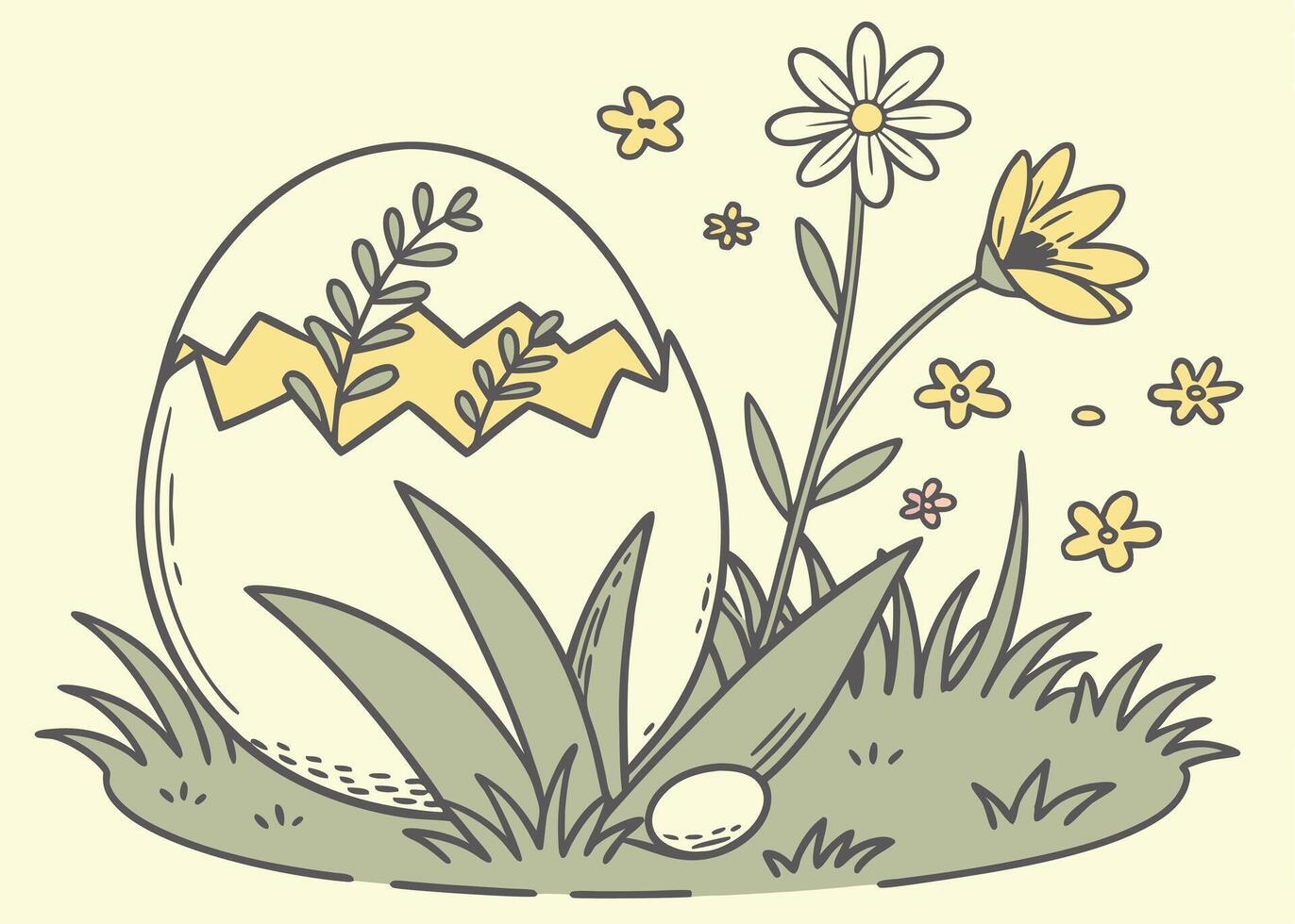 Cracked eggshell transformed into a decorative floral planter vector