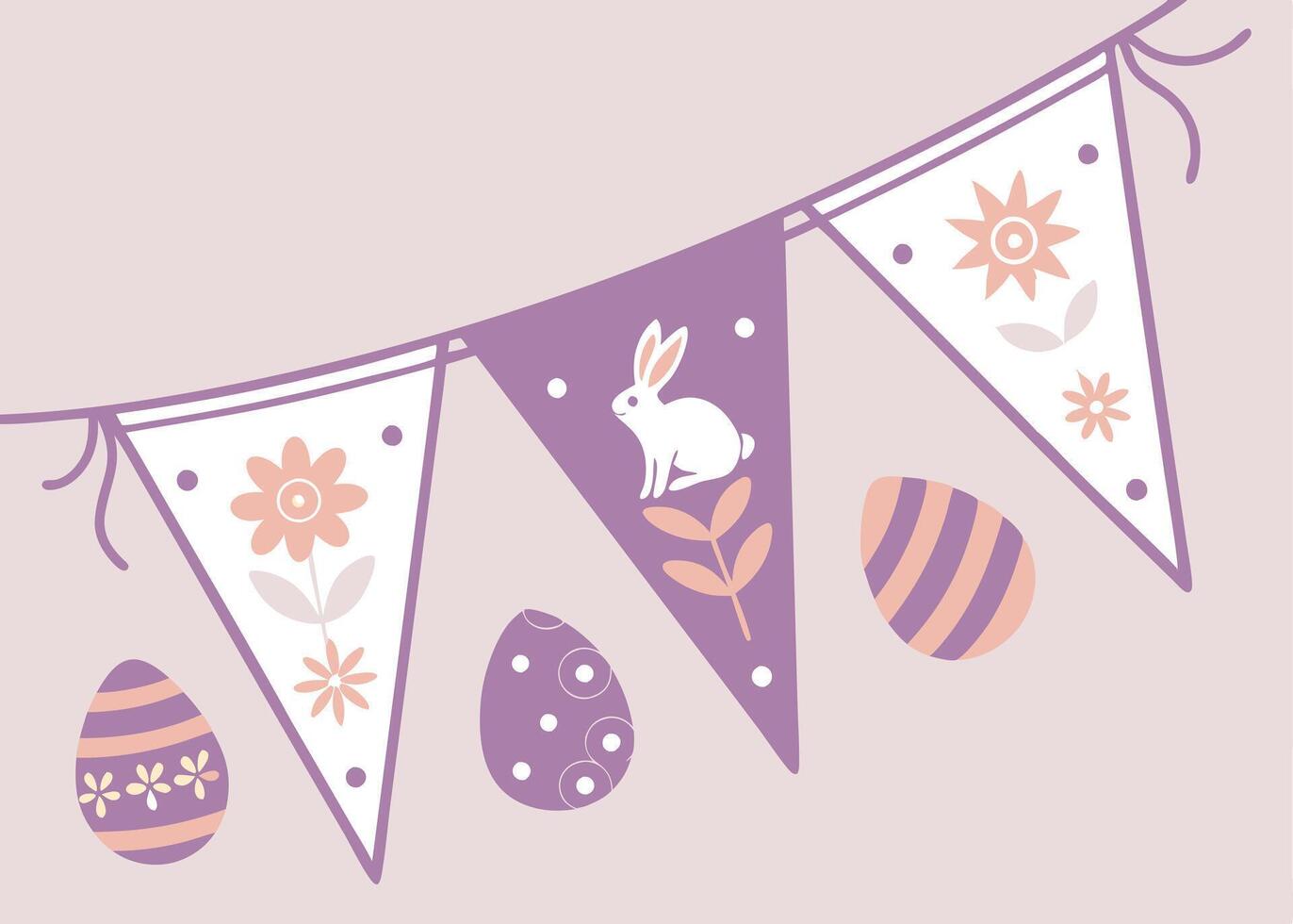 Decorative Easter bunting with soft pastel hanging flags vector