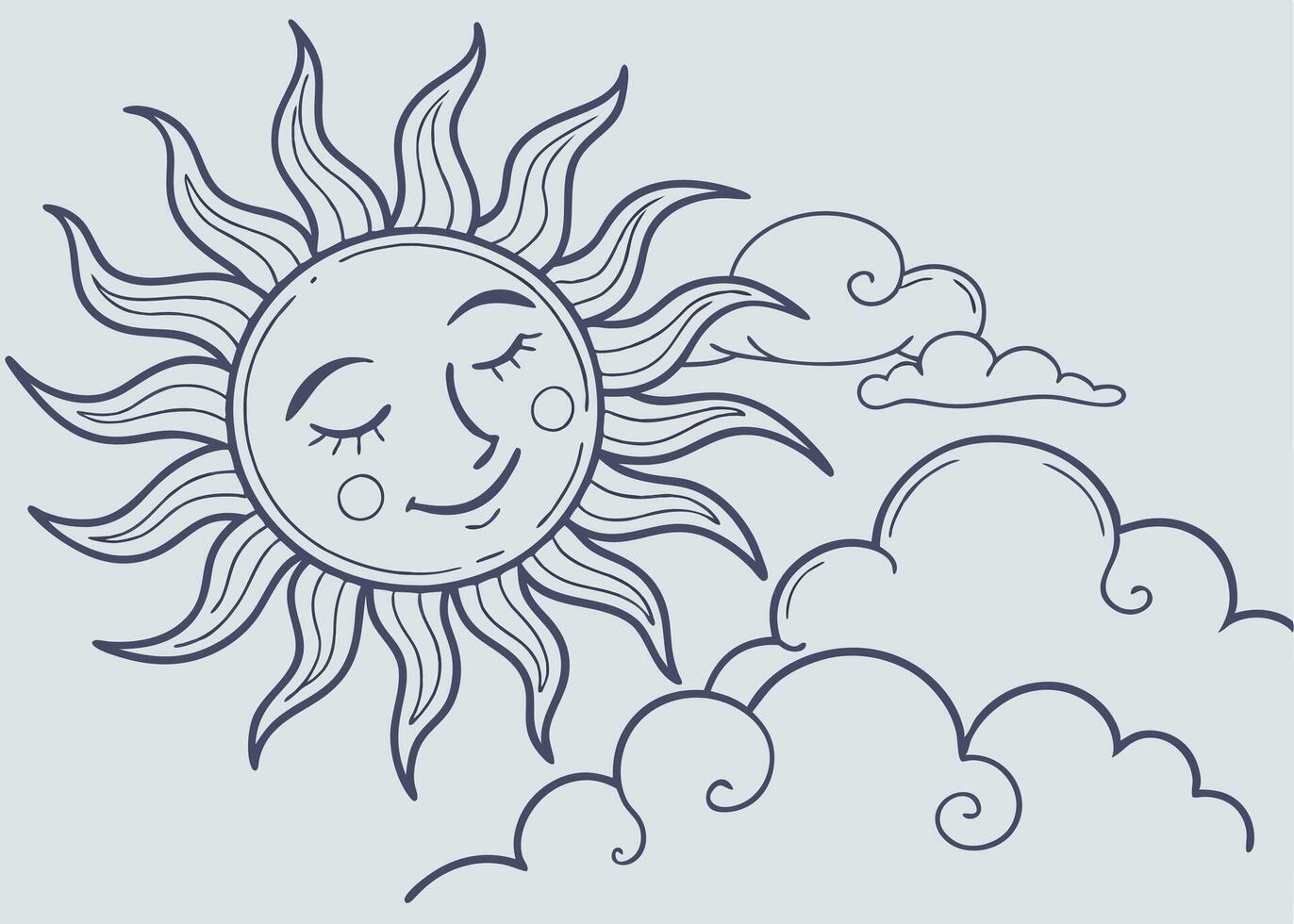 Happy sunshine with soft fluffy clouds in blue sky vector