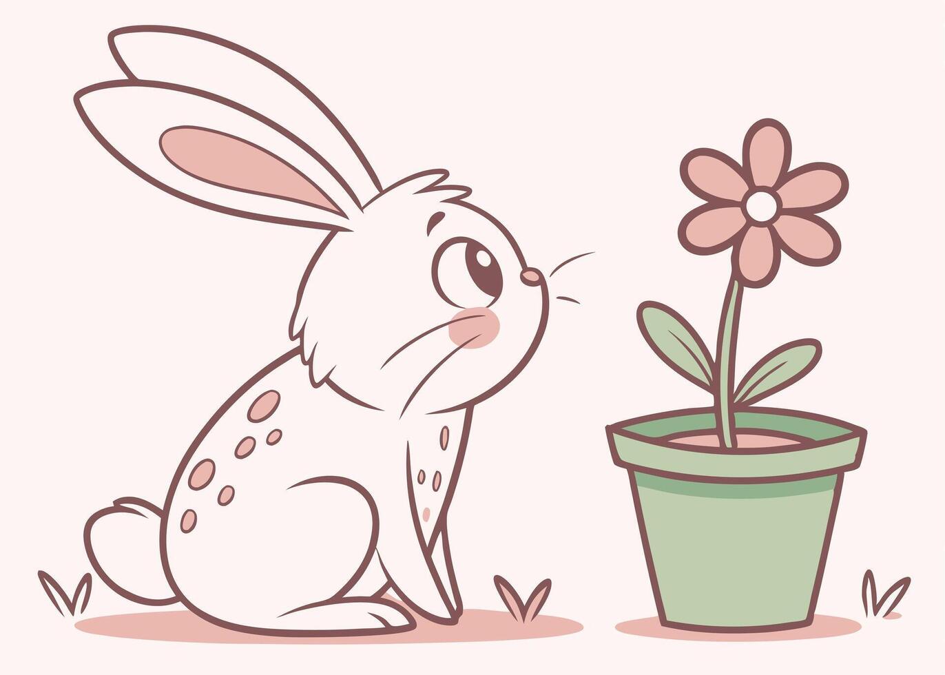 Curious bunny tail peeking from spring flower pot vector