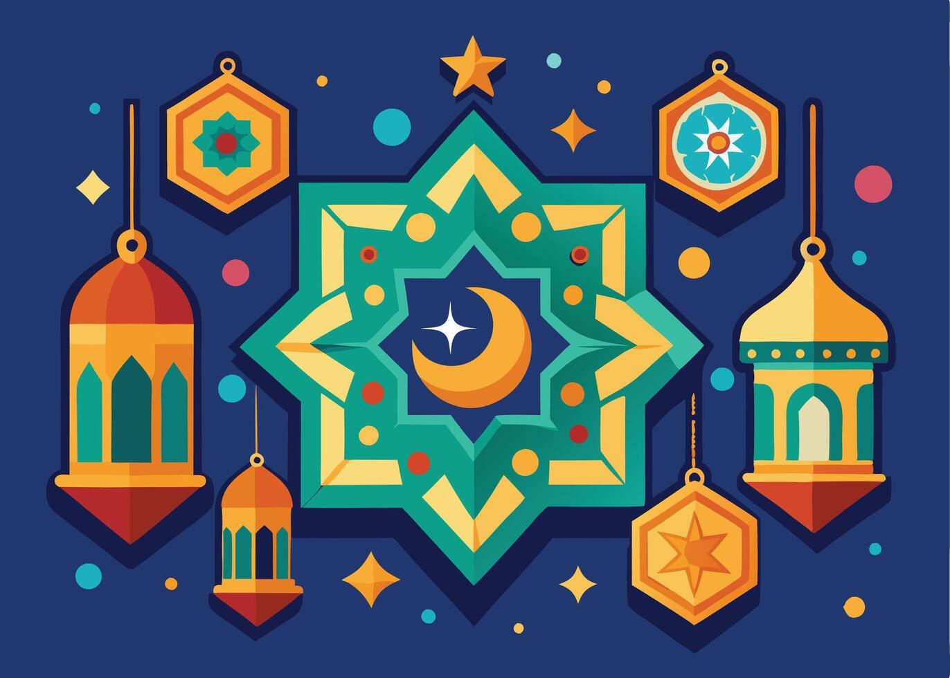 Islamic star patterns for Ramadan festive decorations vector