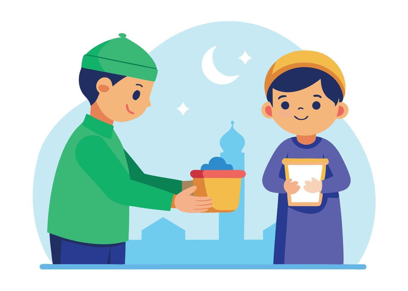 Moslem child giving charity during Ramadan vector