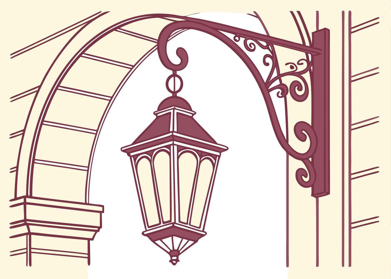 Decorative Ramadan lantern hanging in archway with rich details vector