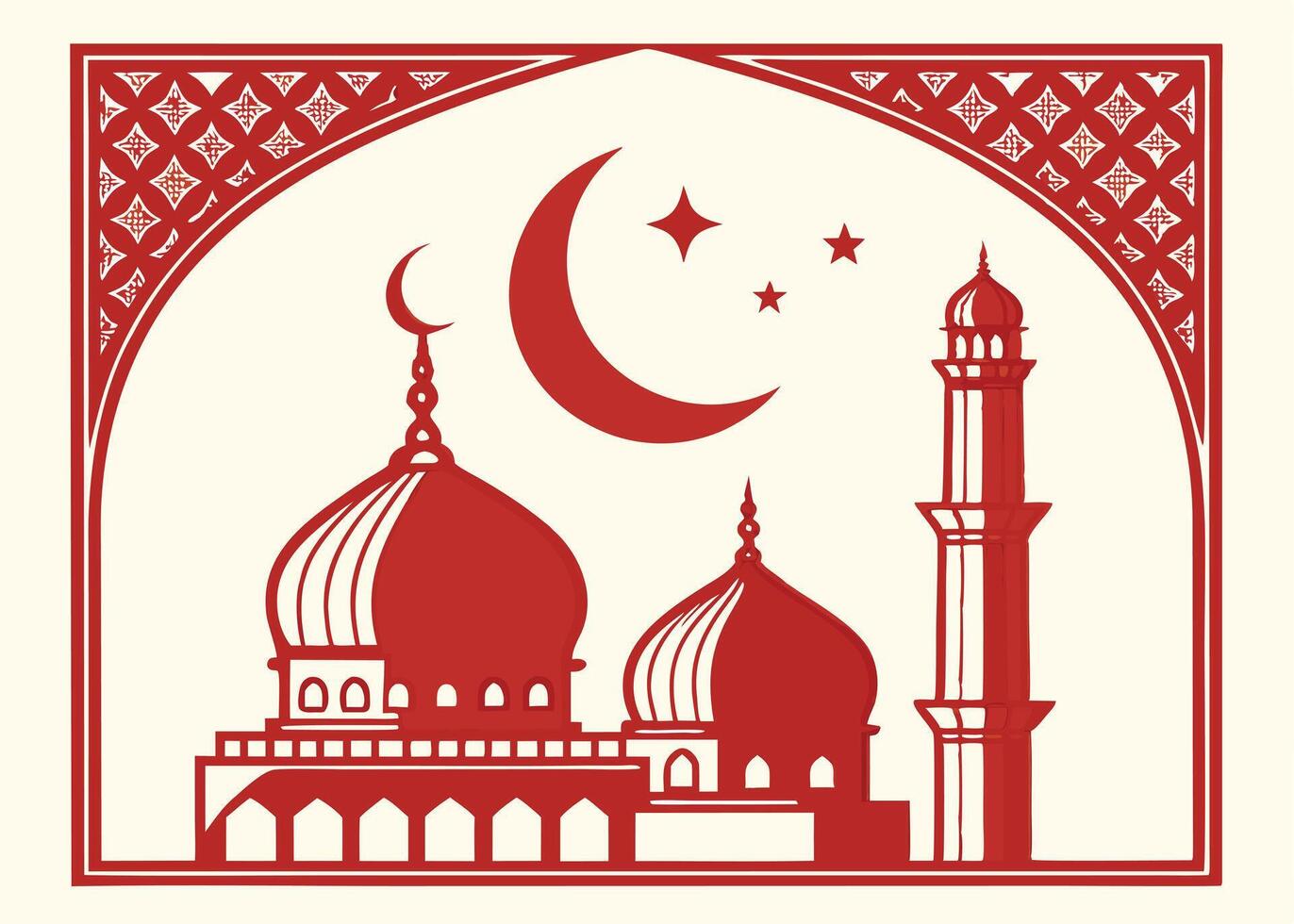 Islamic arch frame with Ramadan crescent moon art vector