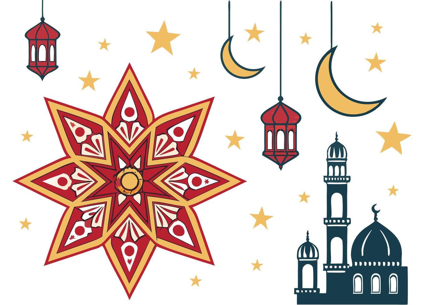 Star patterns with Ramadan festive Islamic theme vector