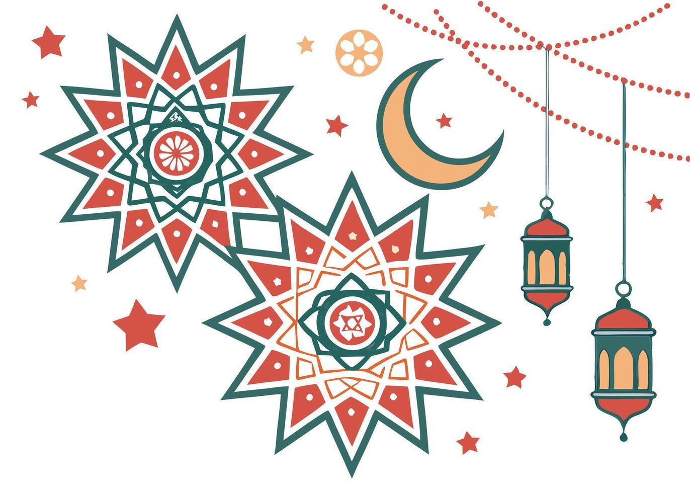 Islamic star patterns in Ramadan festive celebration vector