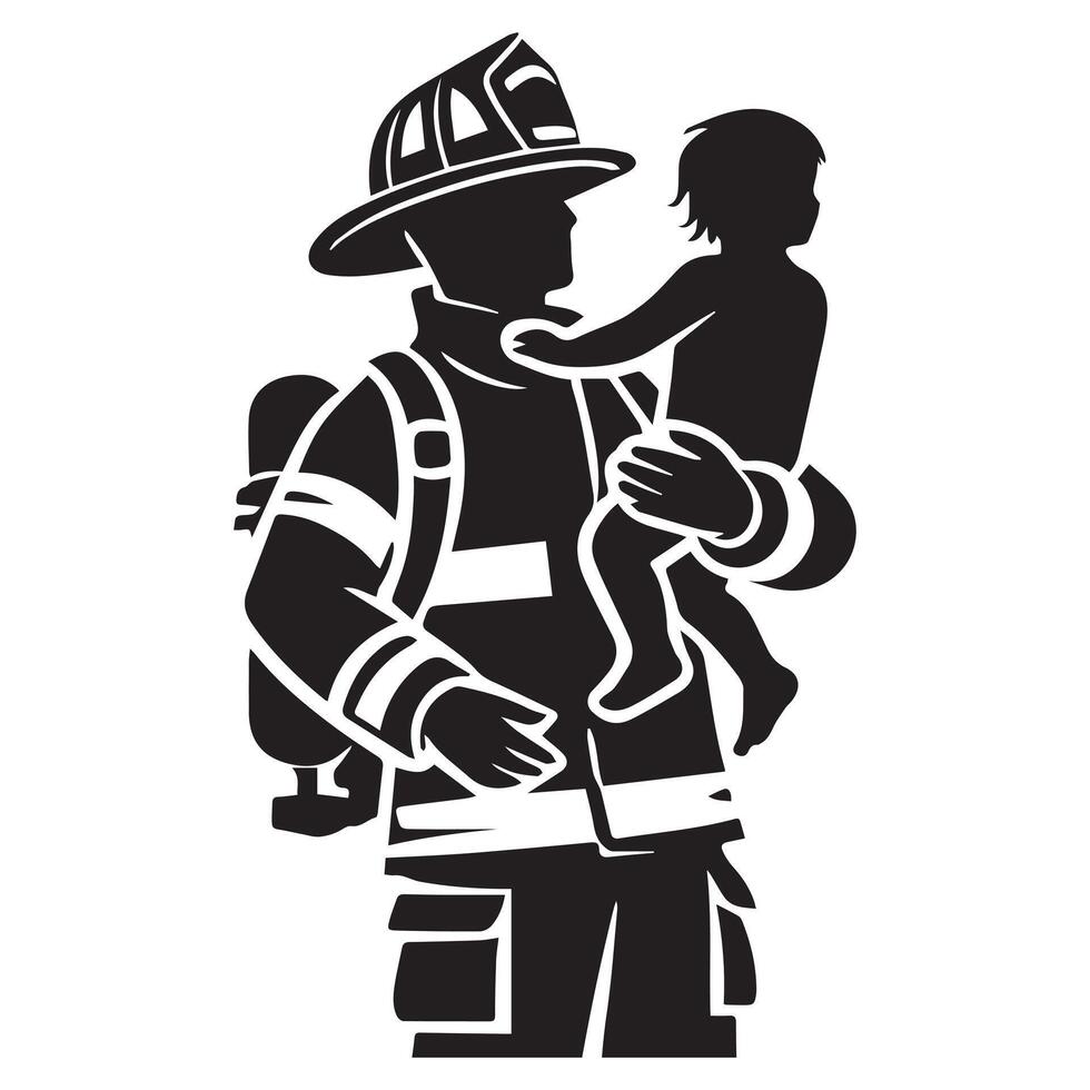 Fire Department Illustration with Fireman Clipart Design Elements vector