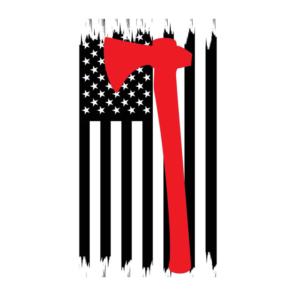American Flag Fireman Clipart for Fire Department Design Projects vector