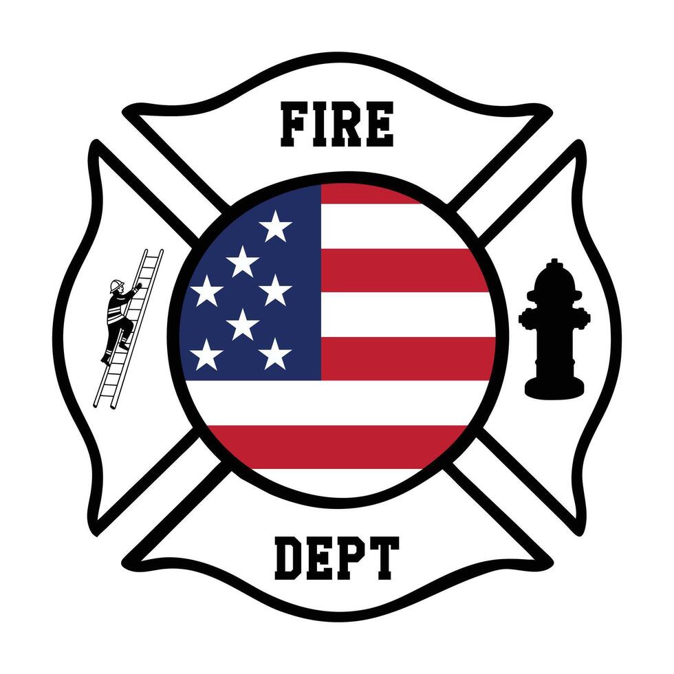 American Flag Firefighter Clipart for Fire Department Graphic Designs vector