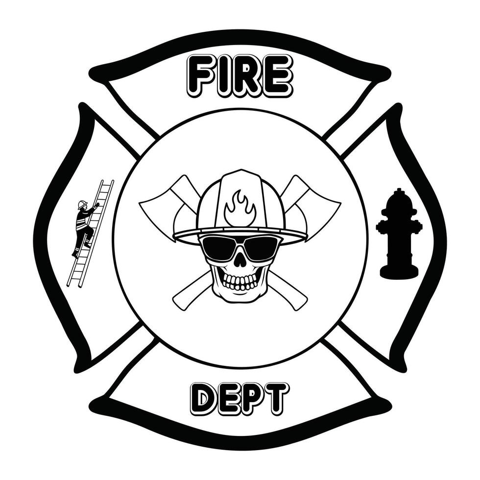 Firefighter Clipart Design with Fire Department Badge Illustration vector