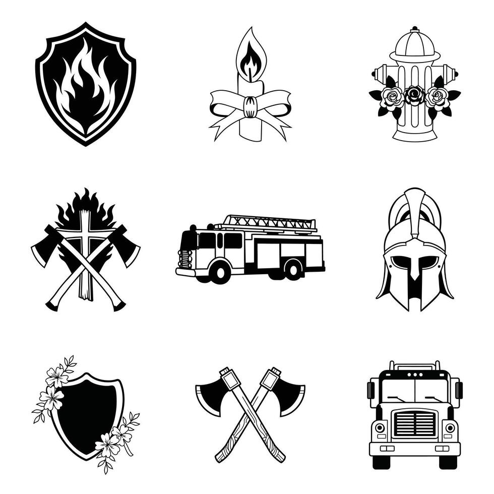 Firefighter Clipart and Fire Department Design for Creative Use vector