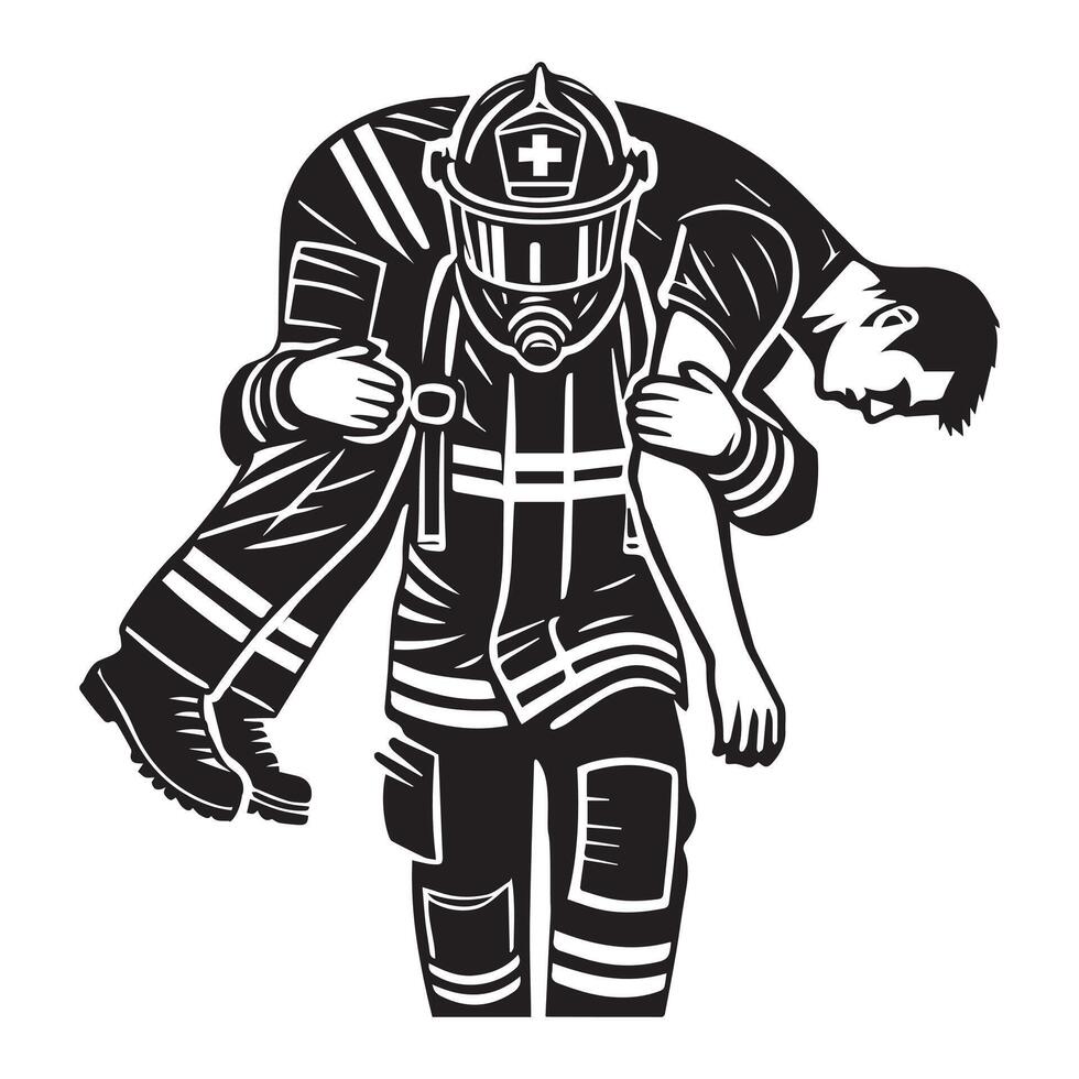 Fireman Clipart and Fire Department Design for Commercial Use vector