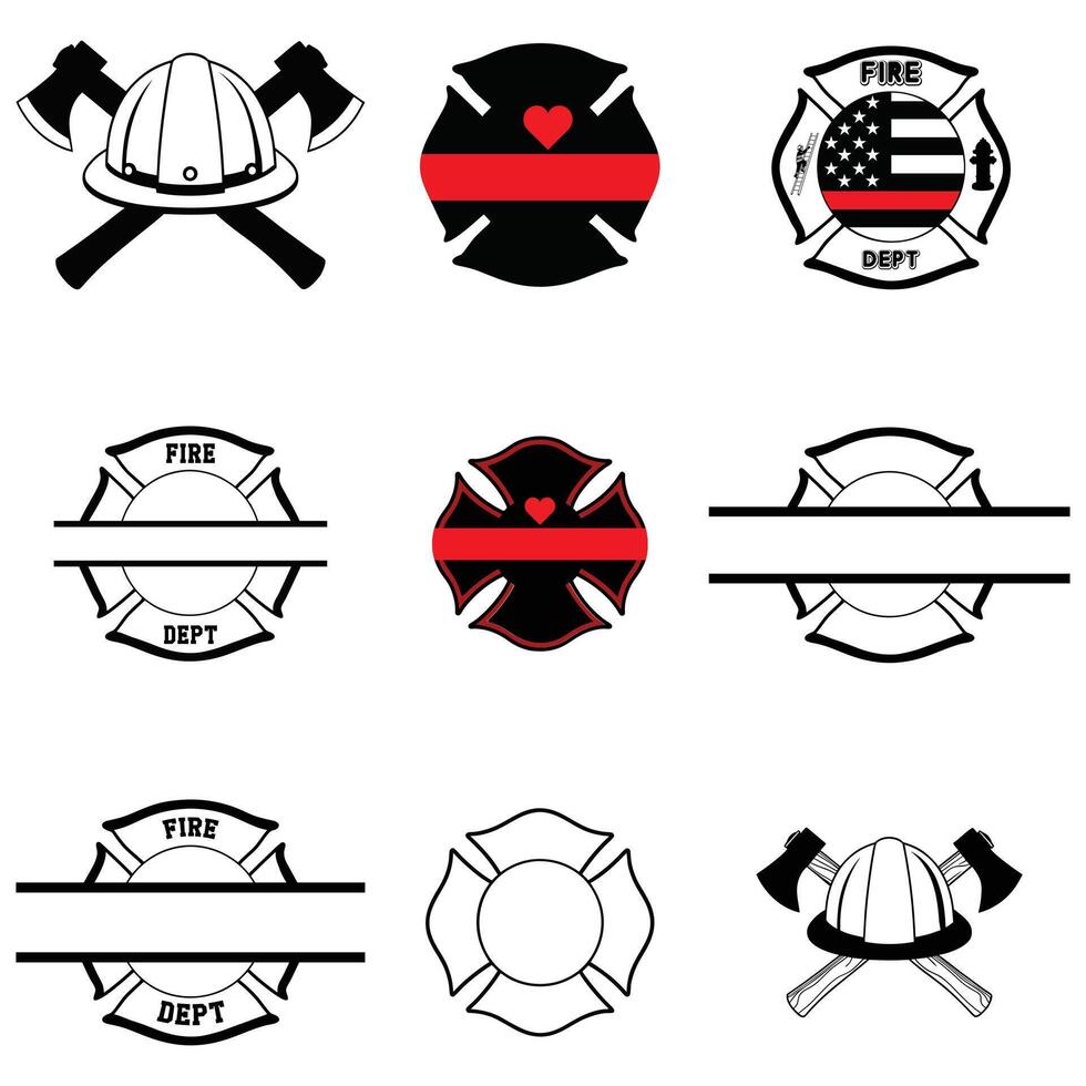 Collection of Firefighter Clipart Design for Fire Department Branding Materials vector