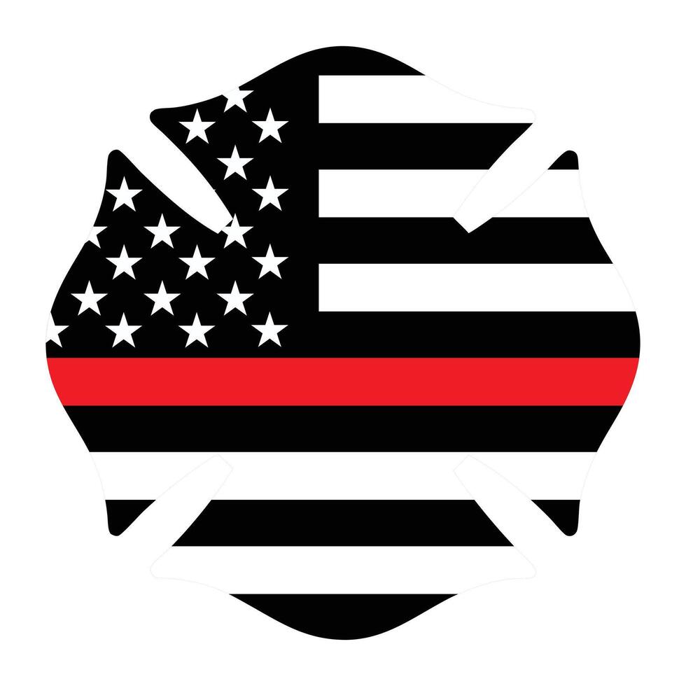 Fire Department Illustration with Firefighter and American Flag Design vector