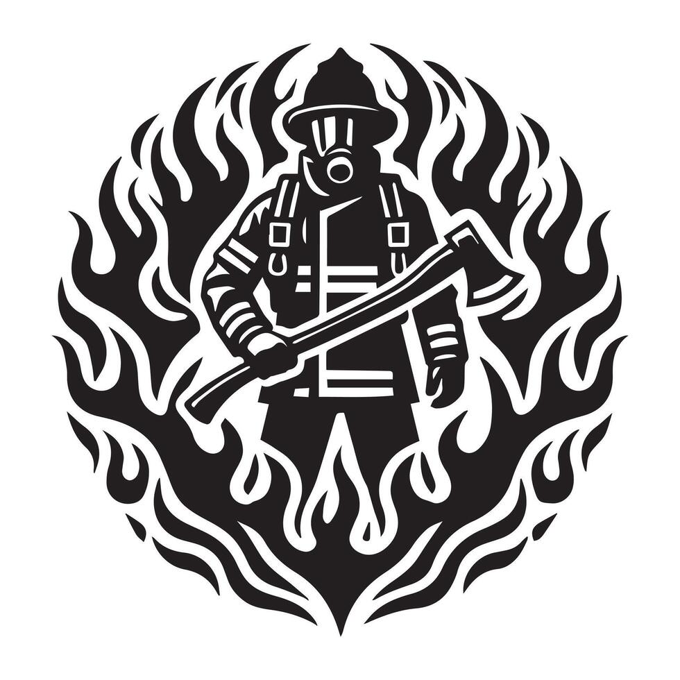 Fireman Clipart and Fire Department Digital Art Designs vector