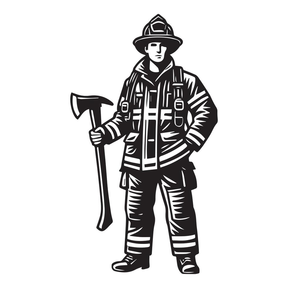 Fireman Clipart for Fire Department Art and Branding vector