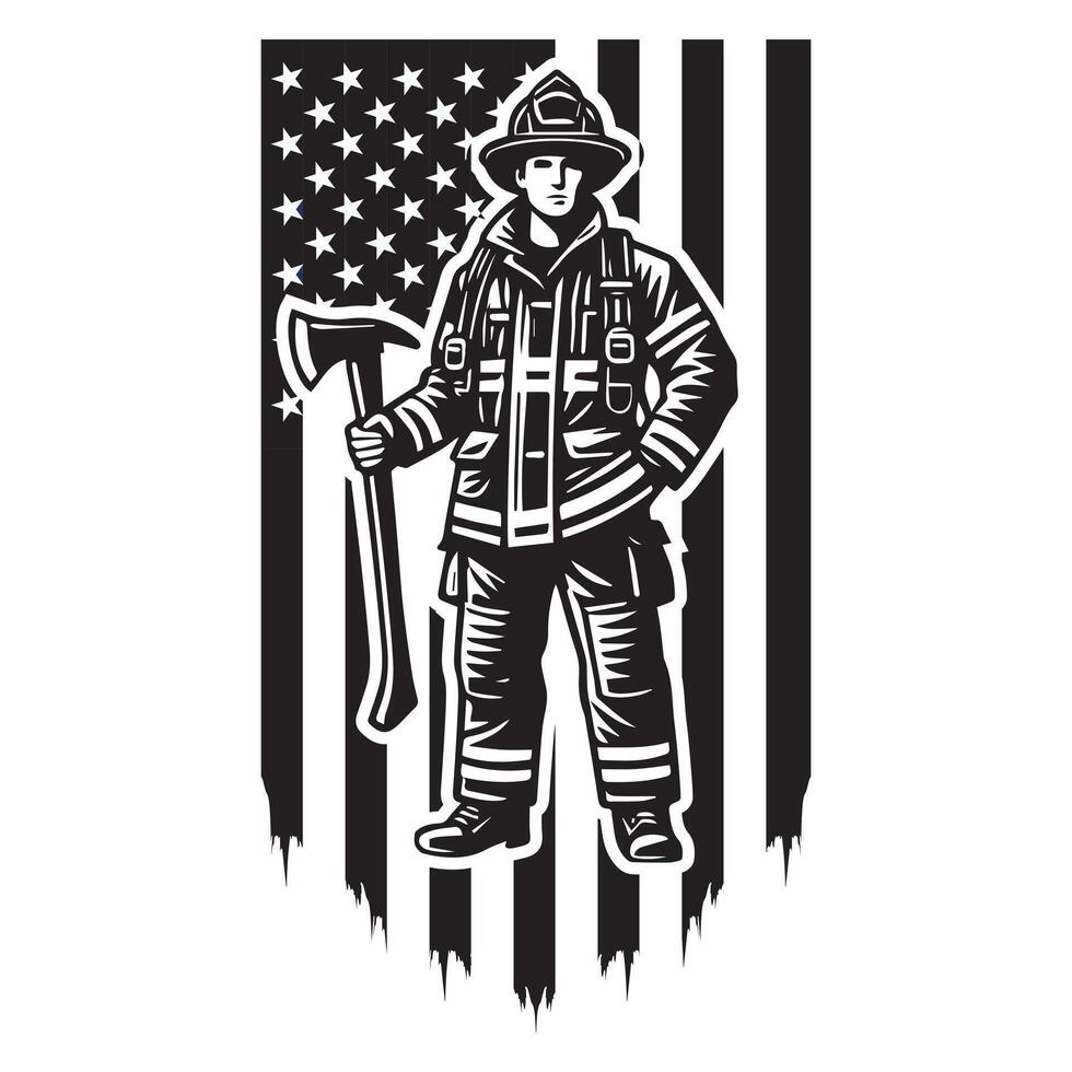 Fireman Clipart for Fire Department Marketing and Branding vector