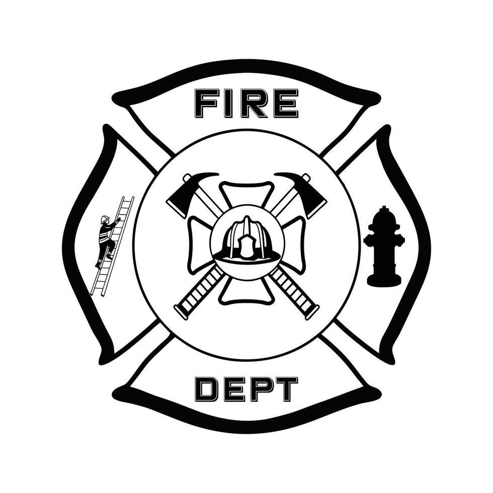 Fire Department Badge Illustration Featuring Firefighter Clipart vector