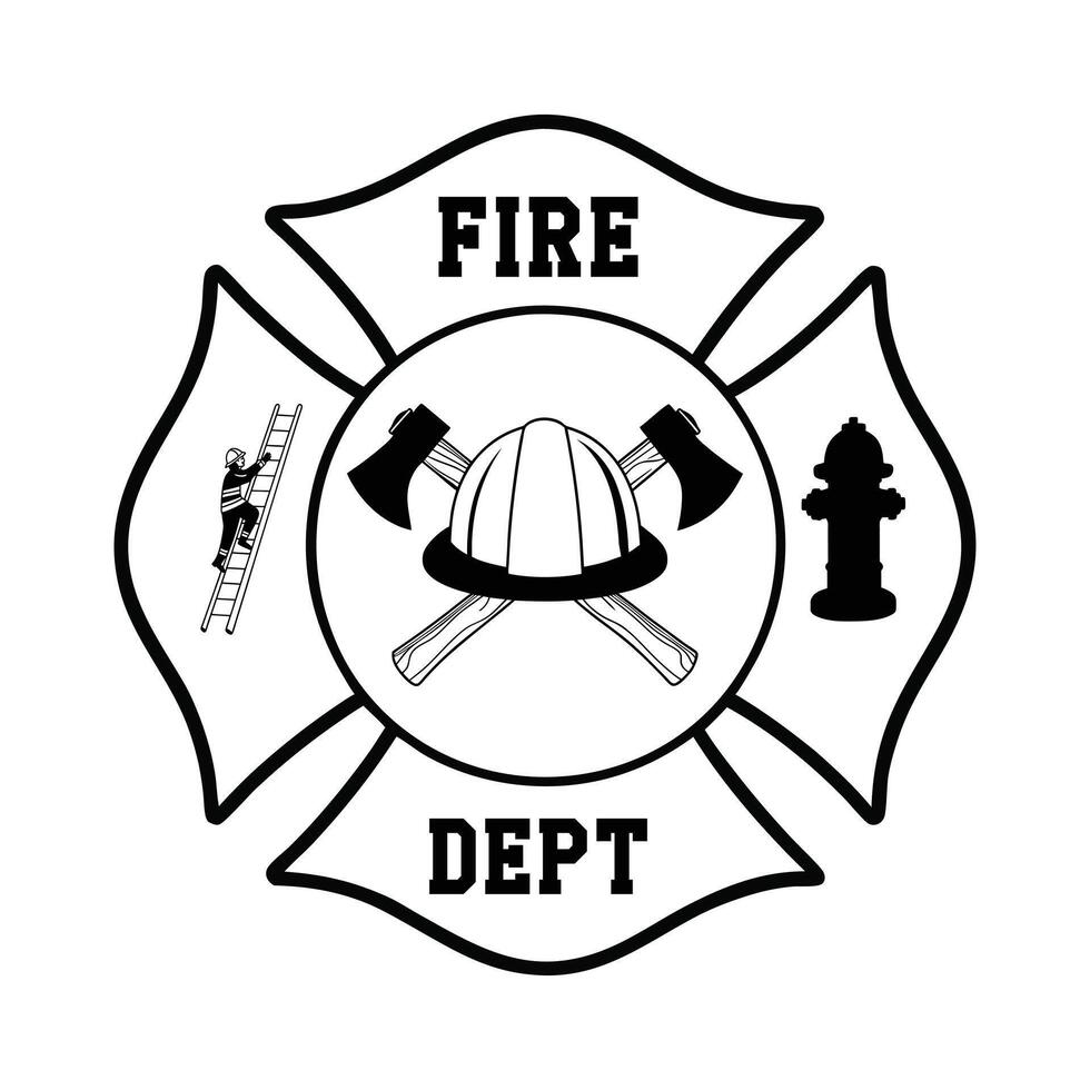 Fire Department Badge and Firefighter Clipart Graphic Design vector