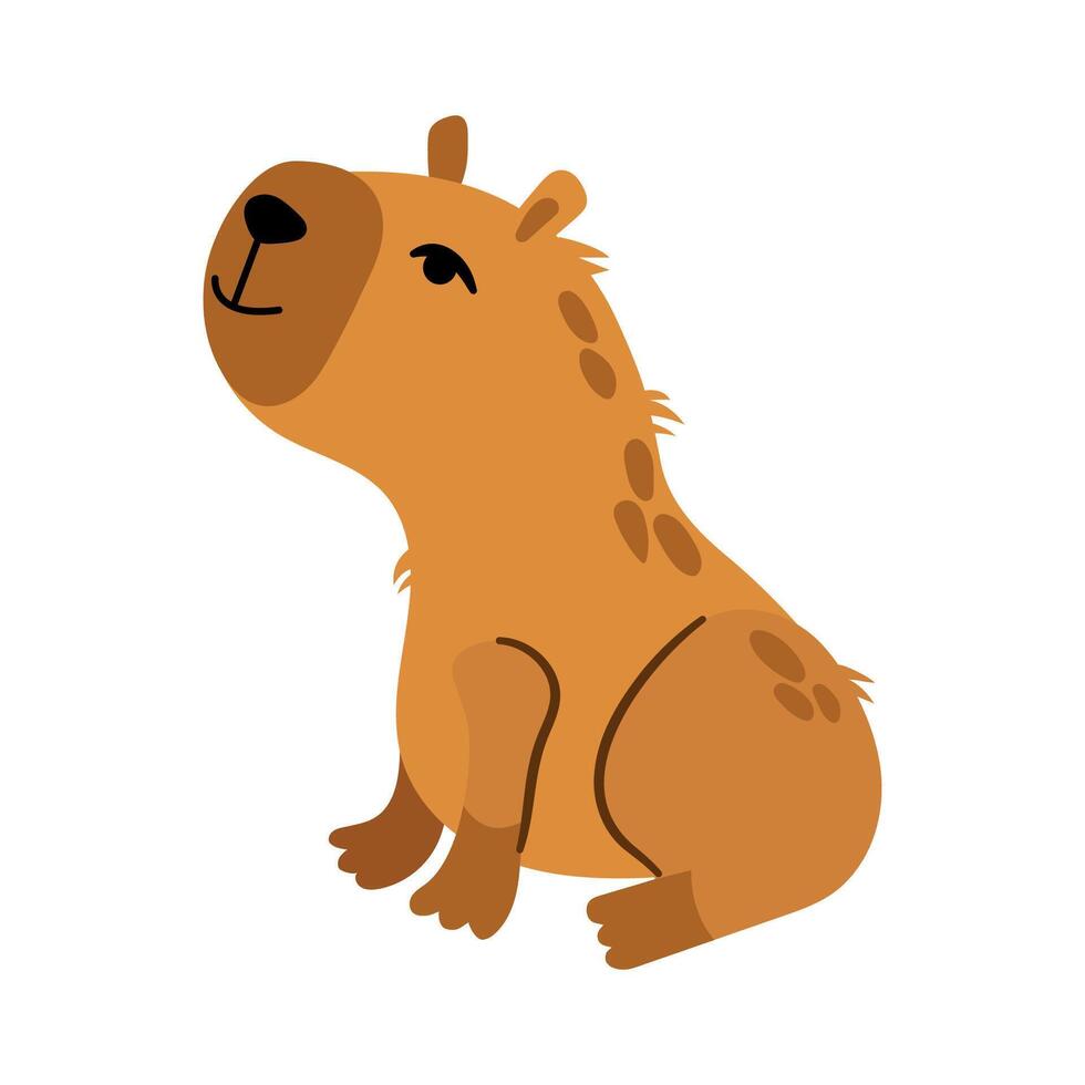 Cute hand drawn capybara on a white, isolated background vector