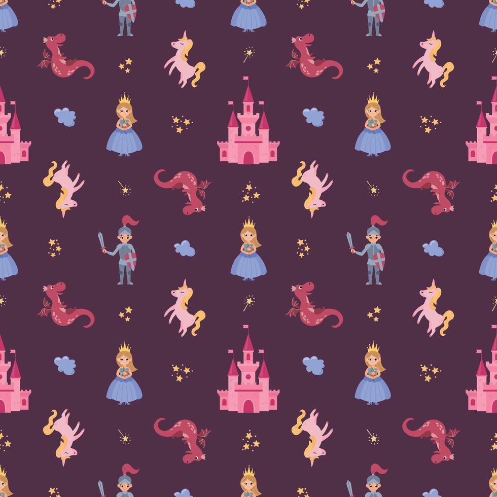 Princesses seamless pattern. Design for fabric, textiles, decoration of a children's room vector