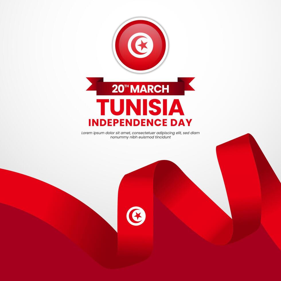 Tunisia flag with National color for independence day square banner background design vector