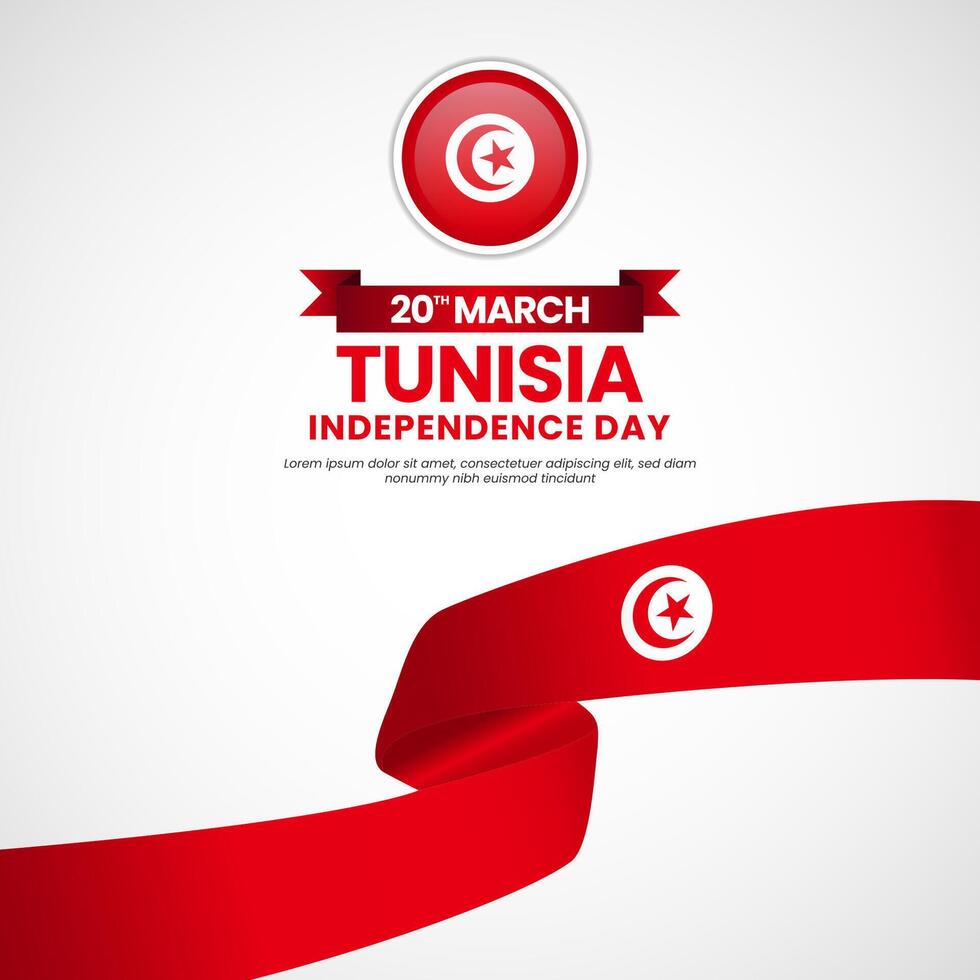 Tunisia ribbon flag with National color for independence day banner background design vector