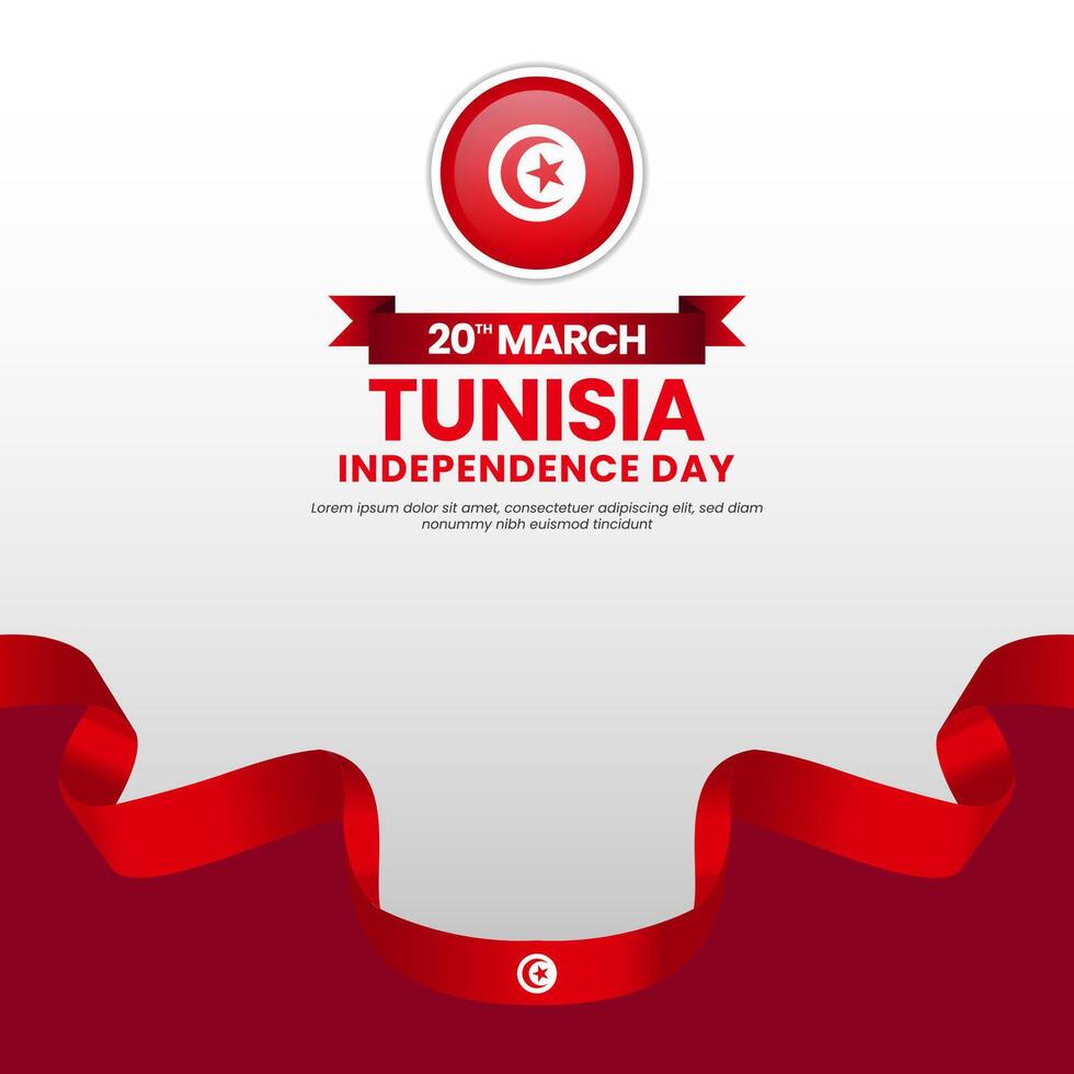 Tunisia Flag for independence day square banner design with blank space area vector