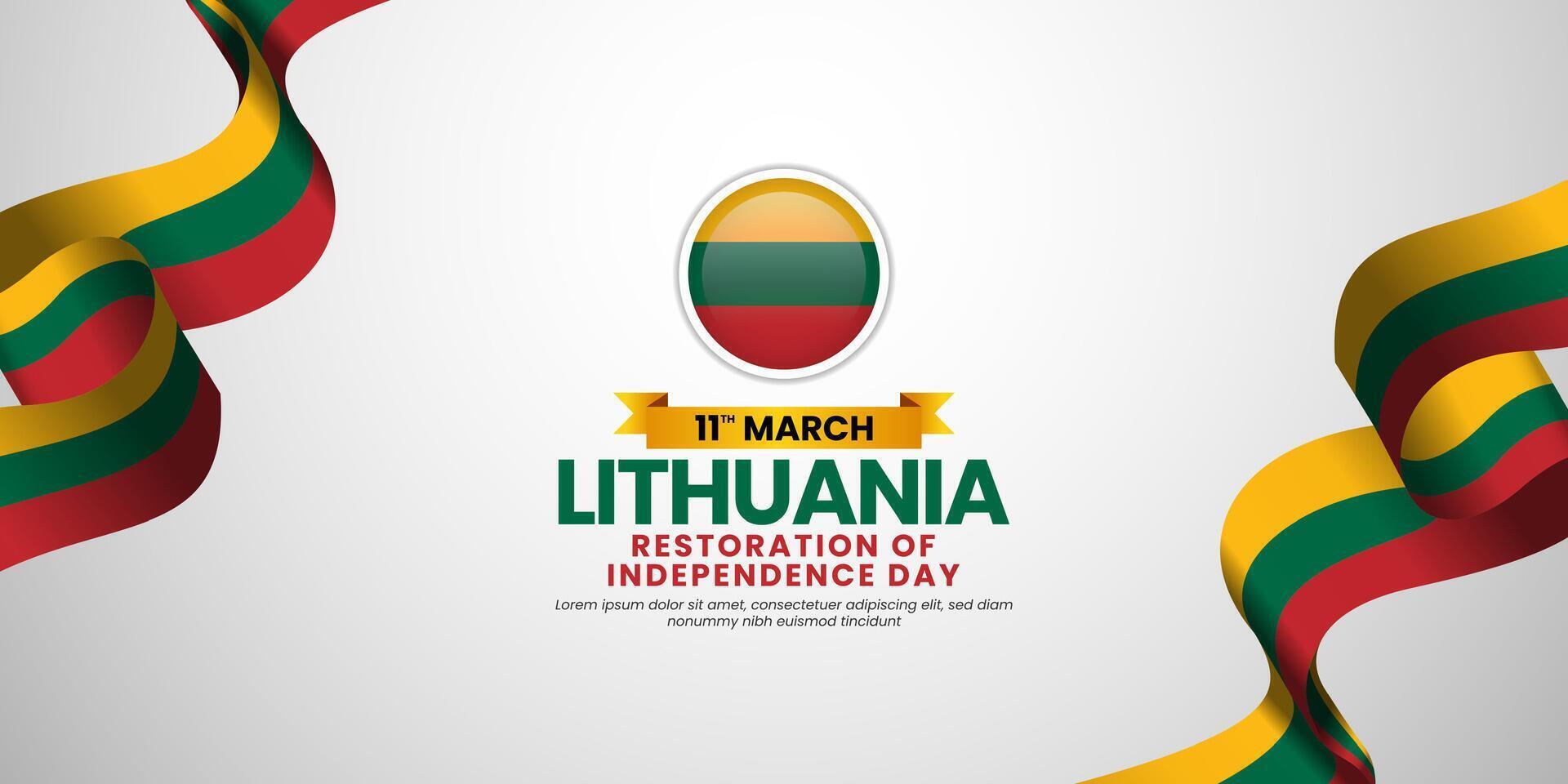 Lithuania Flag Ribbon for Independence Day Banner Background Template Design for greeting card vector