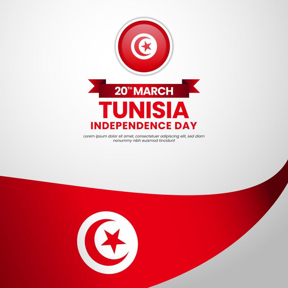 Tunisia independence day banner, greeting card in 20th of March with realistic flag vector