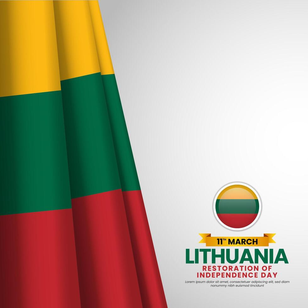 Lithuania Flag for Restoration of Independence Day square Banner Design Template Background vector