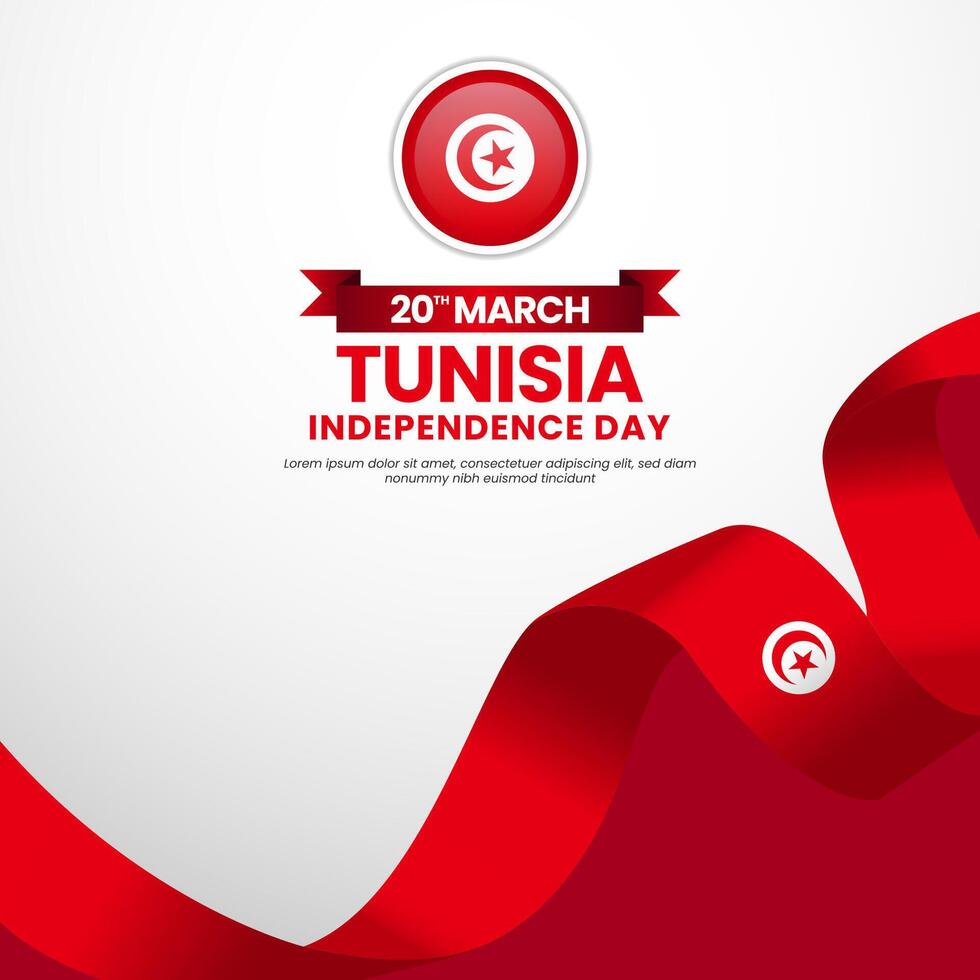 Tunisia Flag for independence day square banner, greeting card design with blank space area vector