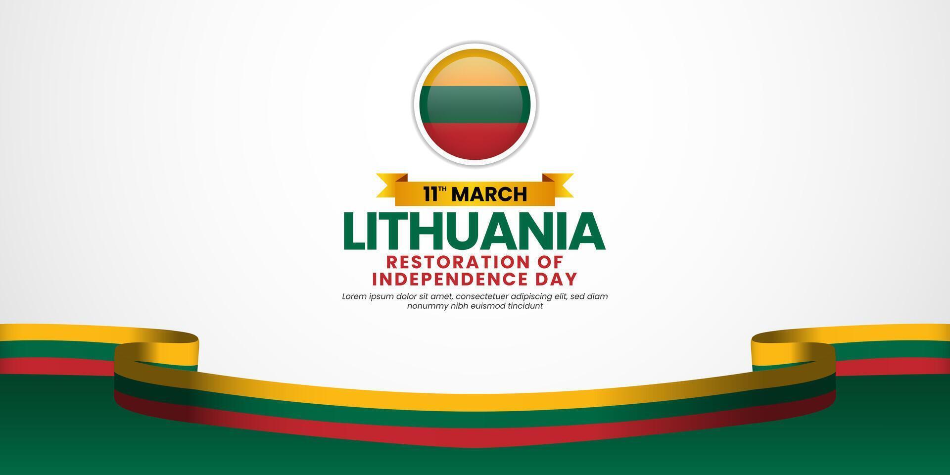 Lithuania Flag Ribbon for Independence Day Background Template Design for greeting card vector