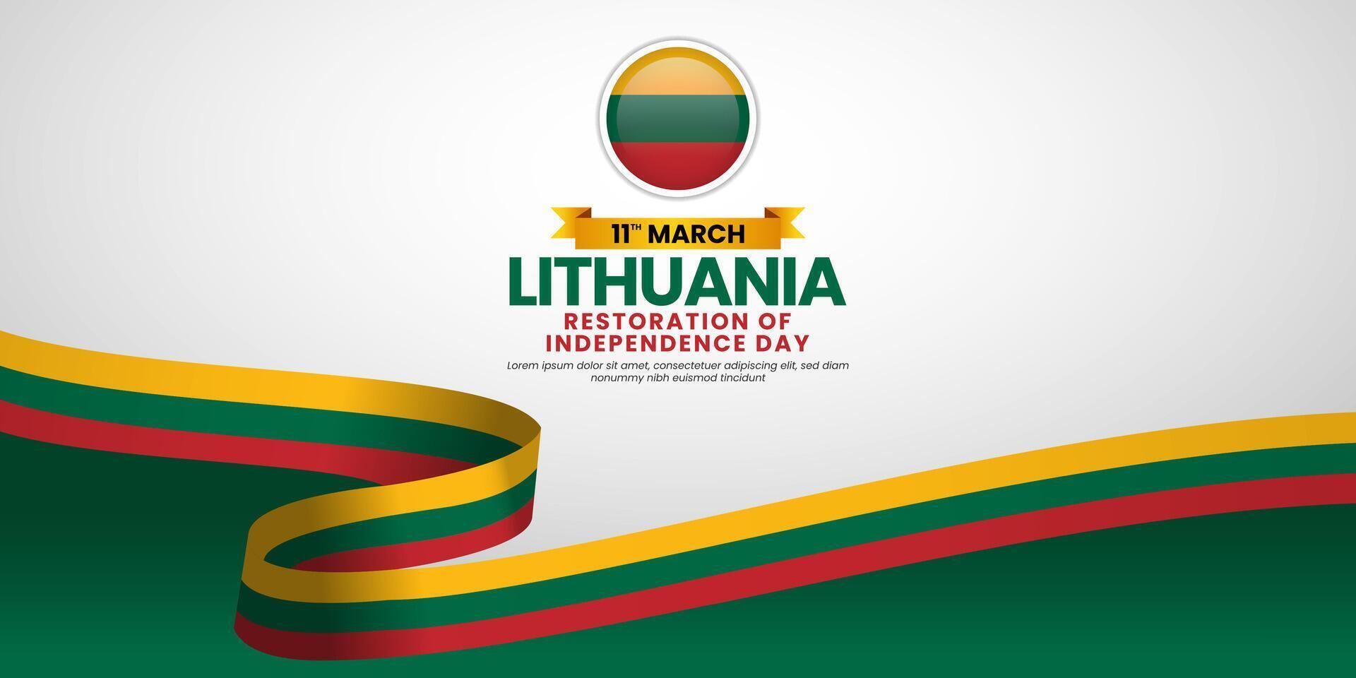 Lithuania Flag Ribbon for Independence Day Banner Background Design for greeting card vector