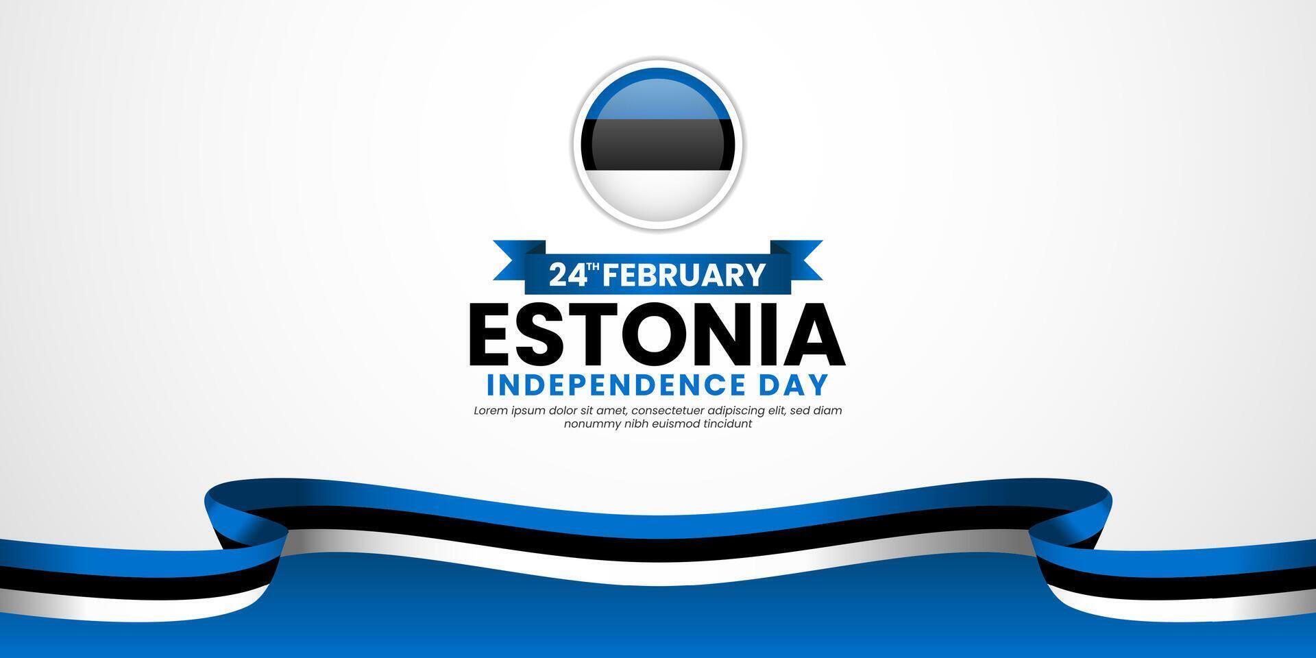 Estonia Flag Ribbon Background for Independence Day Design with blank space area vector