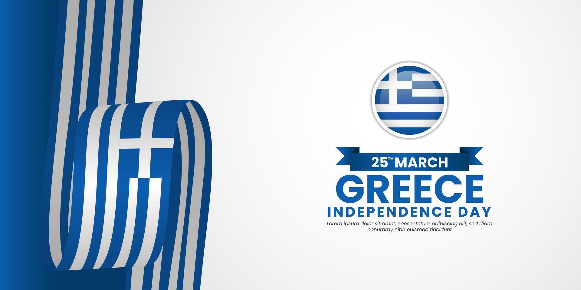 Greece Waving flag background template for Greek independence day with blankspace area vector