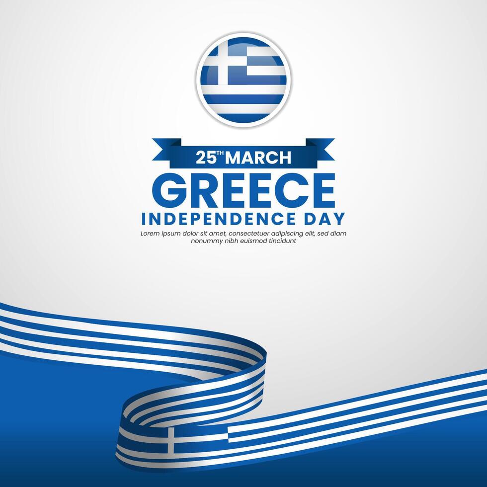 Greece Independence day 25 March square banner background with wvaing flag vector