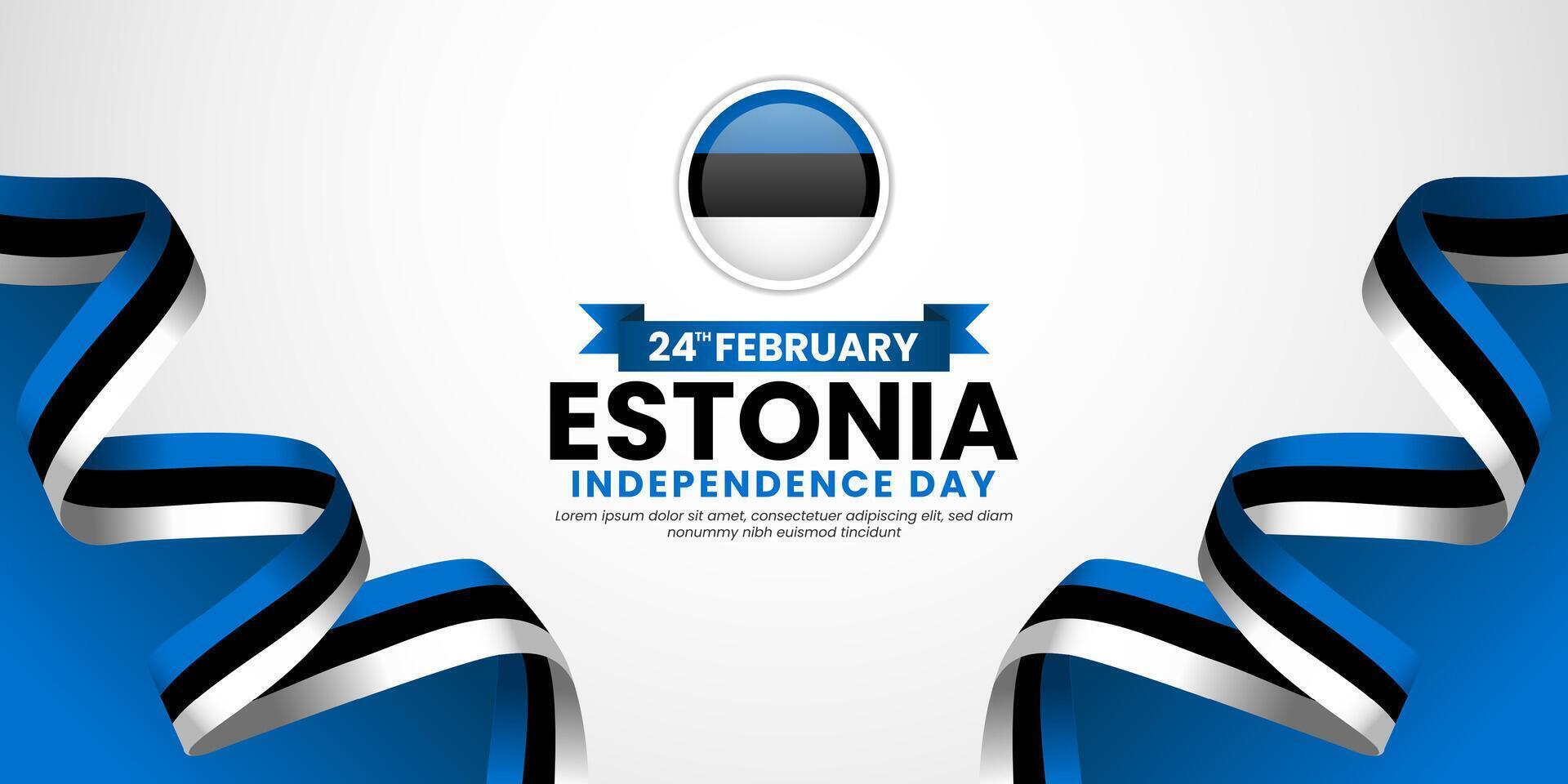 Estonia Flag Waving Ribbon Background for Independence Day Design with blank space area vector