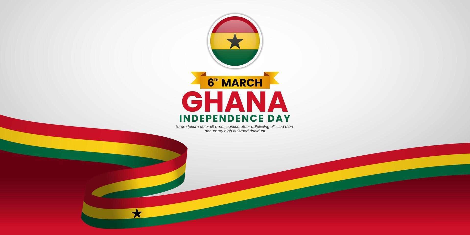 Ghana Independence Day waving flag for greeting card, banner with blank space area vector