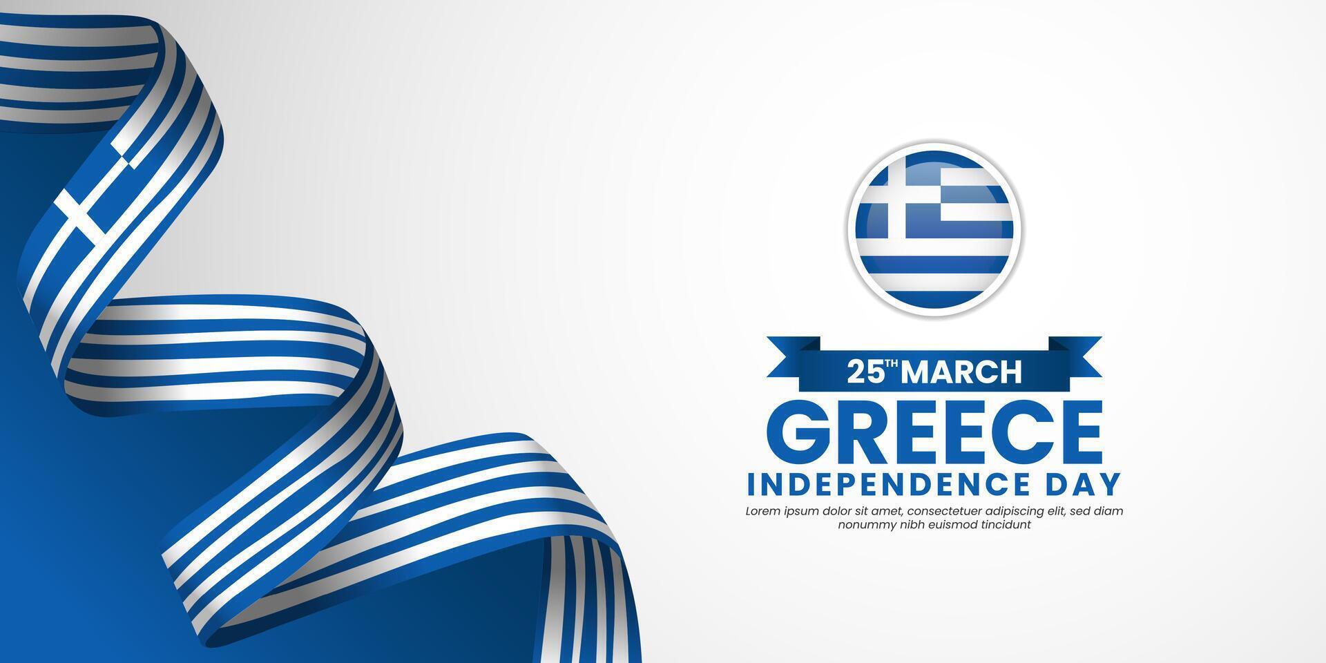 Greek 3d National flag for Greece Independence Day background with copyspace area vector