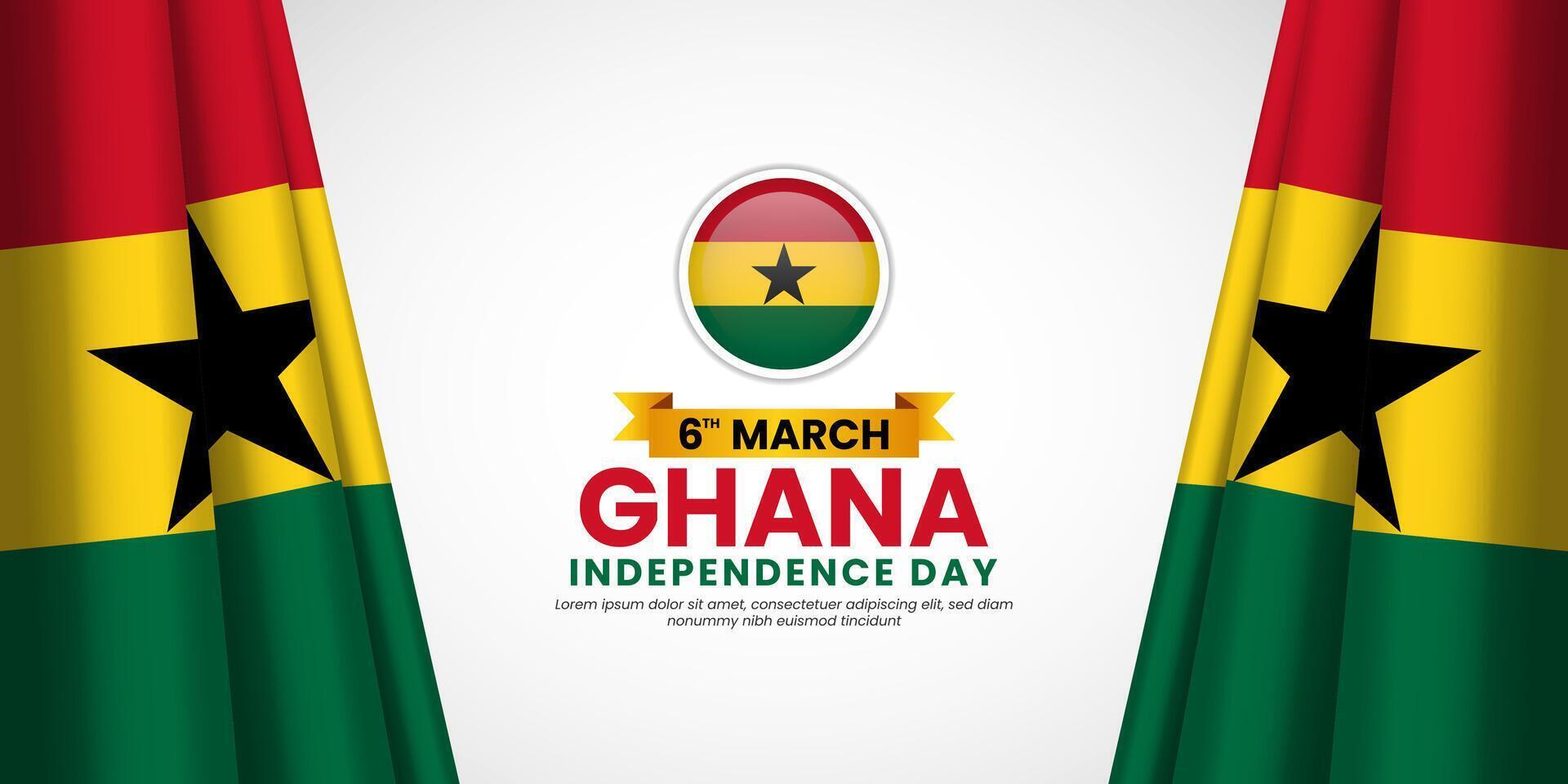 Ghana flag for Independence Day Banner Background with blank space area vector