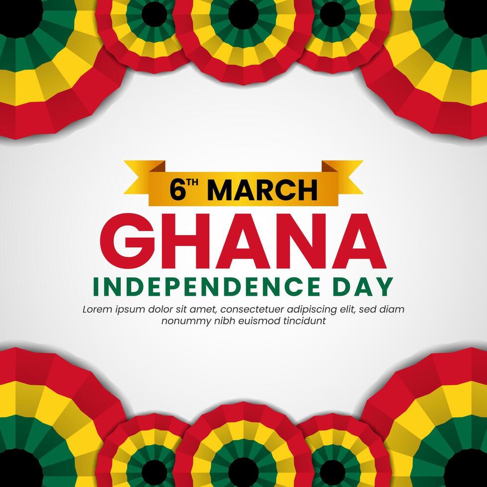 Ghana Independence Day Banner Background Design with realistic national flag for Poster, Banner vector