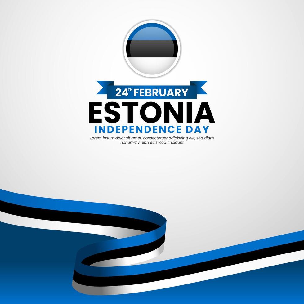 Estonia Independence day with waving ribbon flag banner background template for greeting card vector