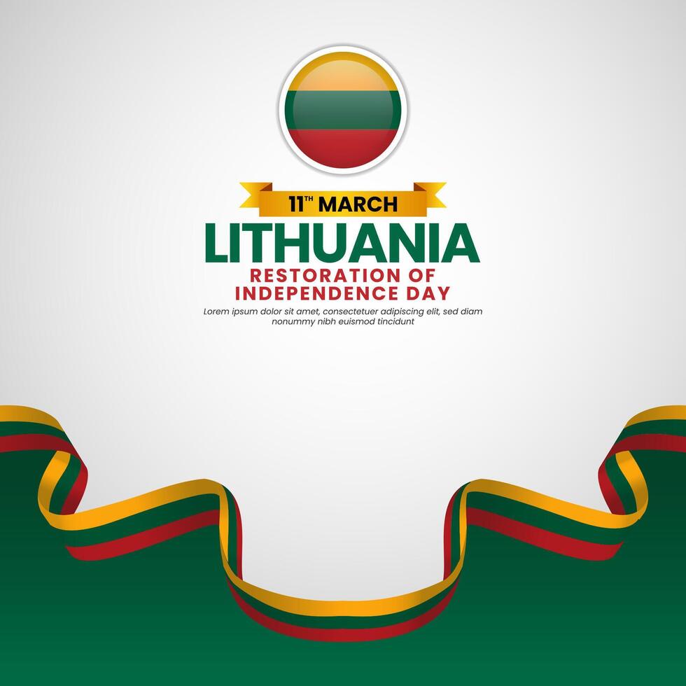 Lithuanian flag ribbon for Lithuania Restoration of Independence day on white background vector