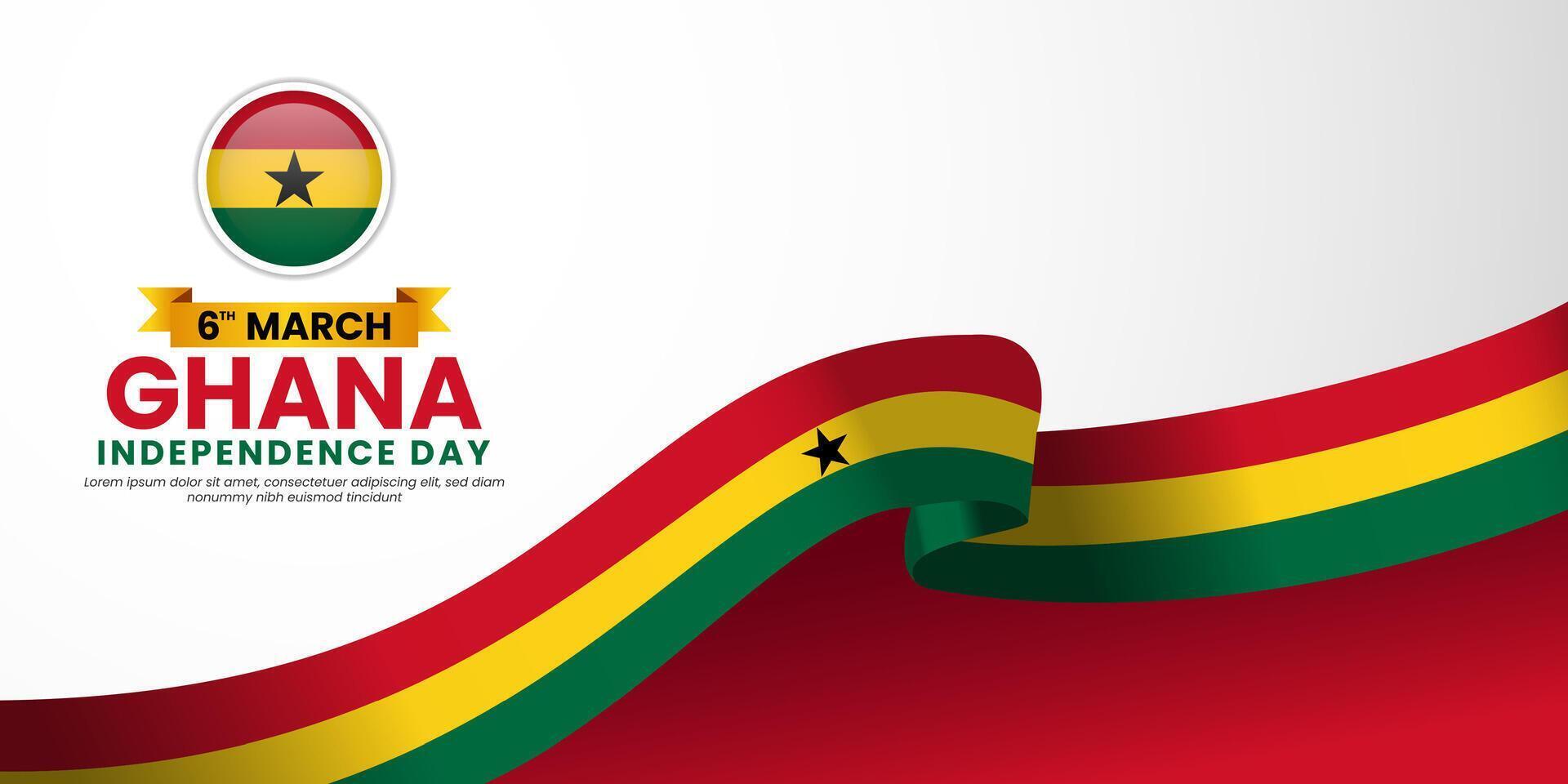 Ghana Flag Banner Background for Independence Day Design for greeting card vector