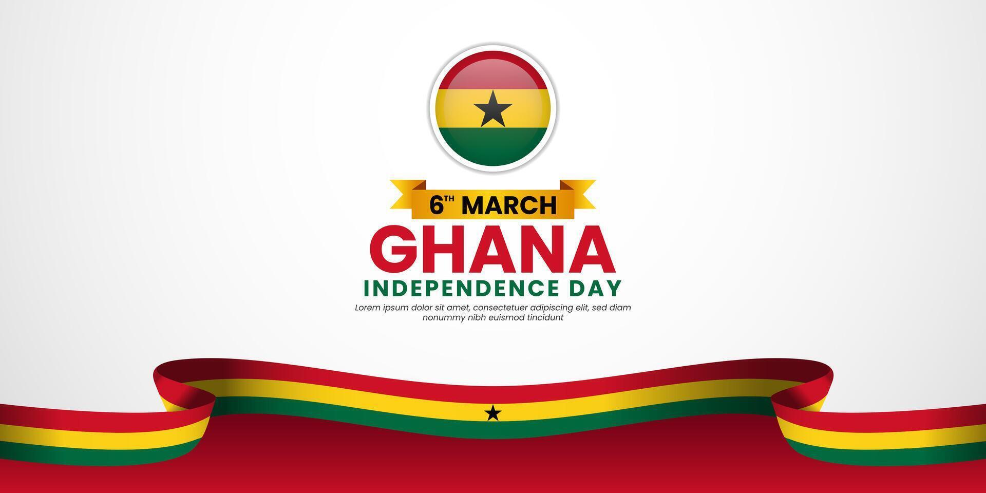 Ghana Flag Background for Independence Day Template Design for greeting card vector