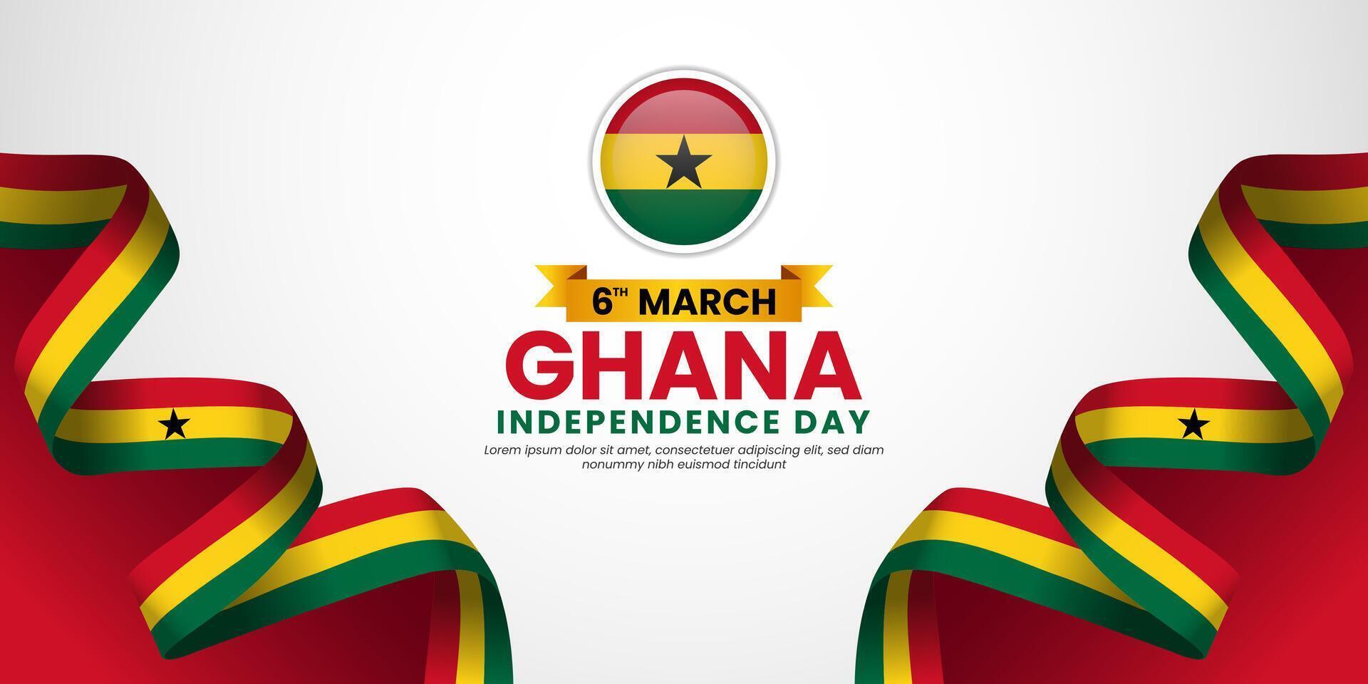 Ghana Flag Banner Background for Independence Day Template Design for greeting card vector