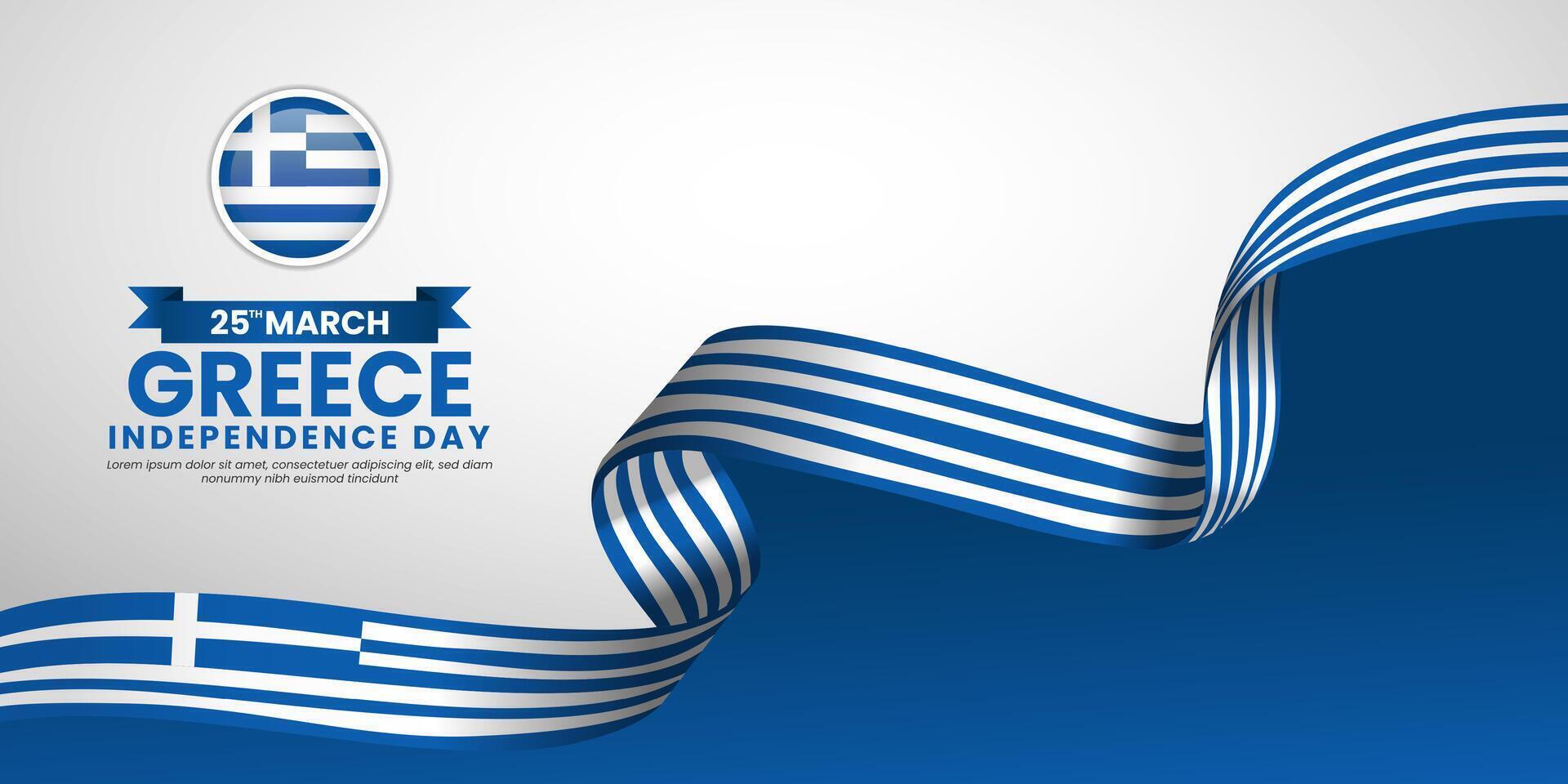 Greece Waving flag banner background template for Greek independence day vector