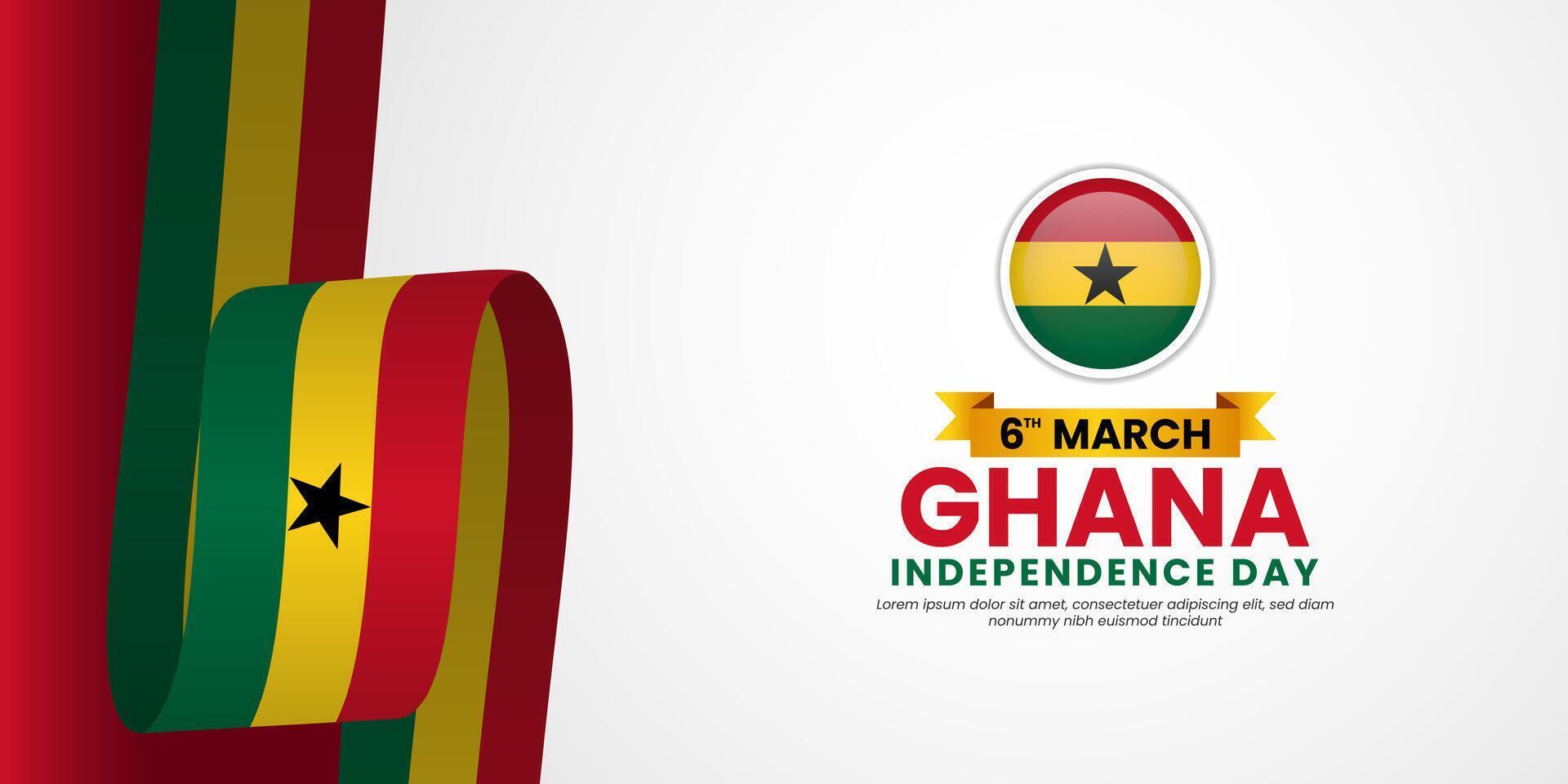 Ghana ribbon flag for Independence Day Banner Background vector