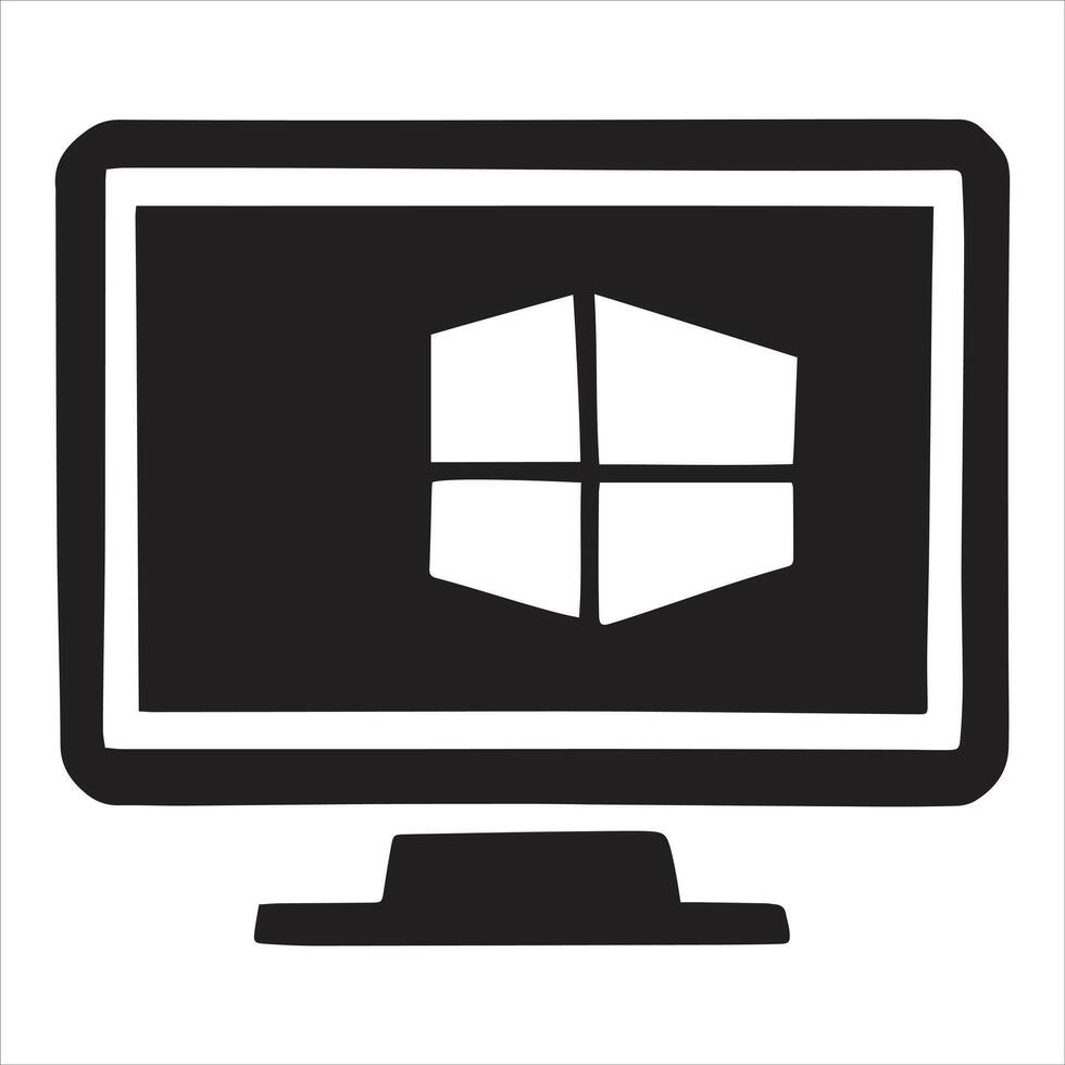 A black and white computer monitor with windows 10 on it vector
